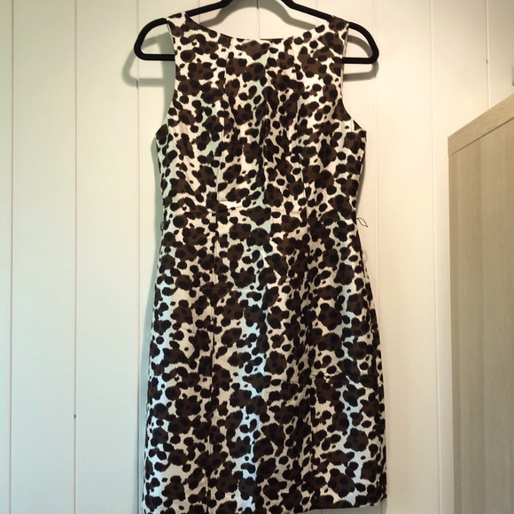 AnnTaylor 100 silk animal print sheath fitted dress lined back zip 4 - Picture 1 of 8